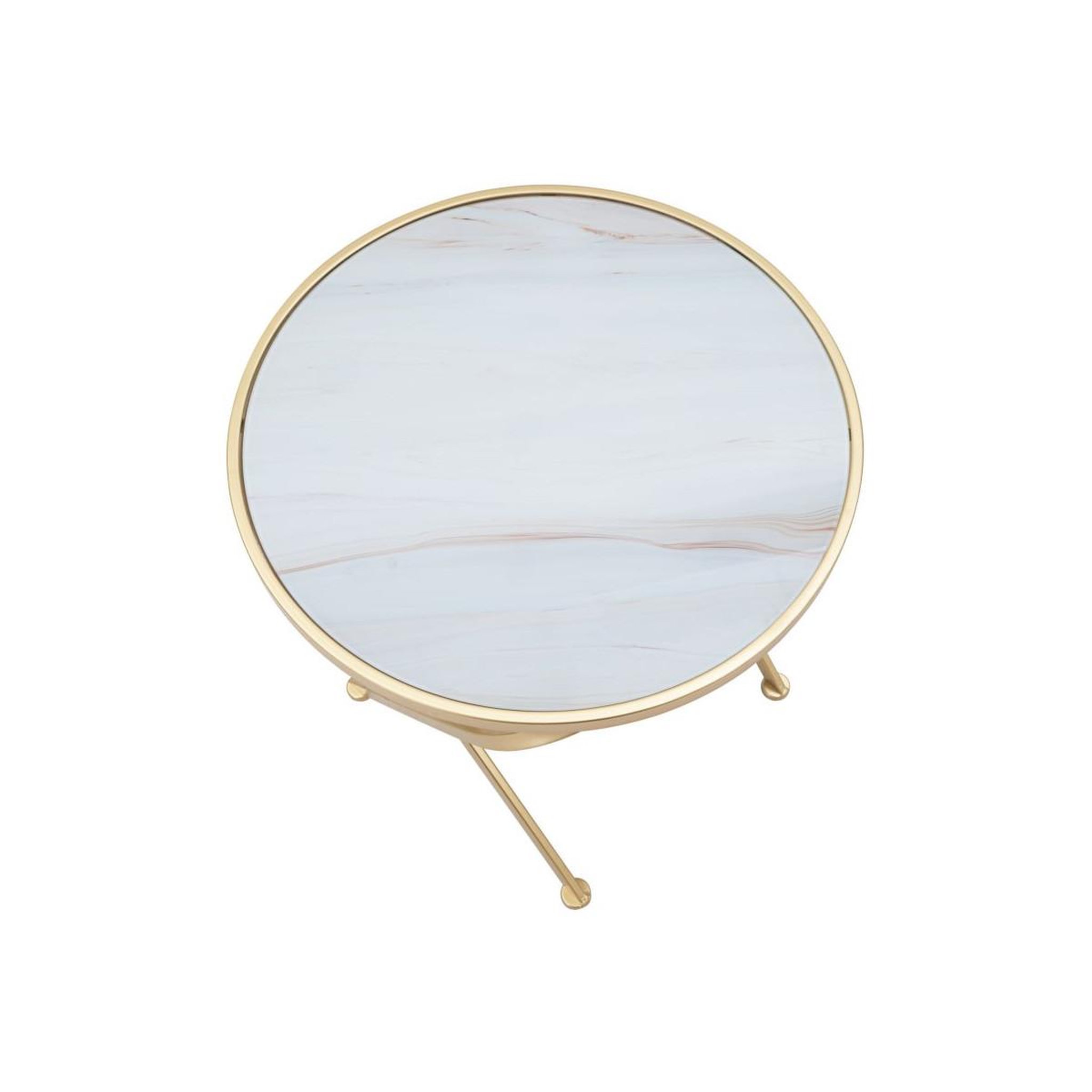 Voir la diapositive 4 : Paris Prix Table d'appoint effet marbre  glam  50cm blanc & or