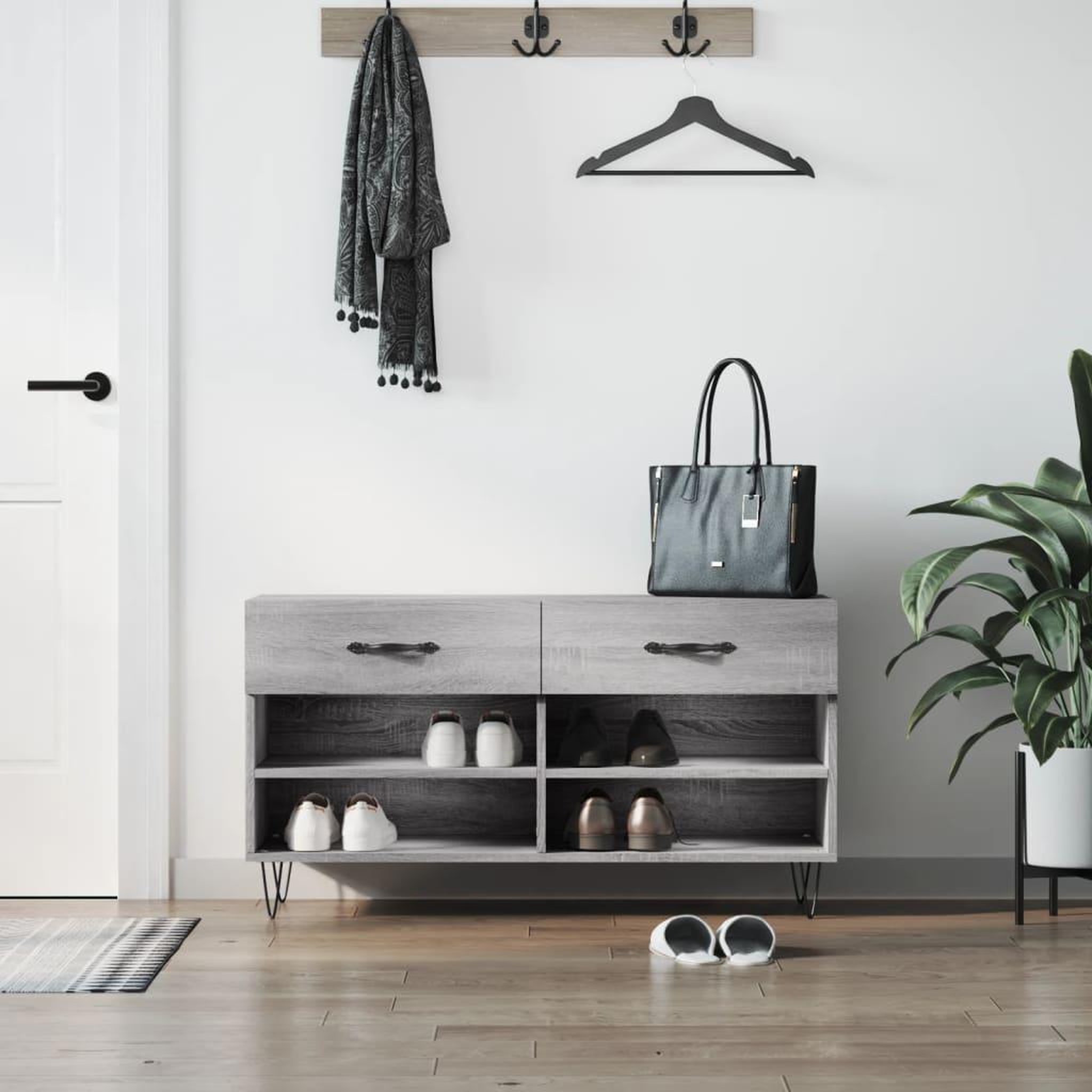 VIDAXL Banc a chaussures sonoma gris 102x35x55 cm bois d'ingenierie