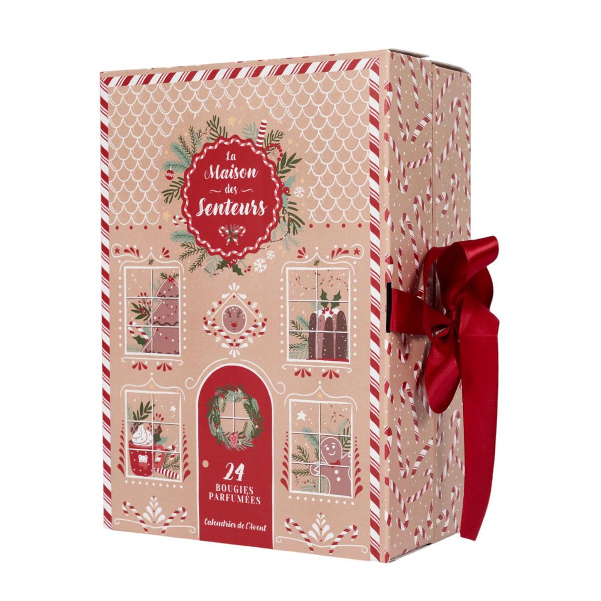 The Home Deco Factory Calendrier de l'avent 24 bougies parfumées  ginger  30cm marron