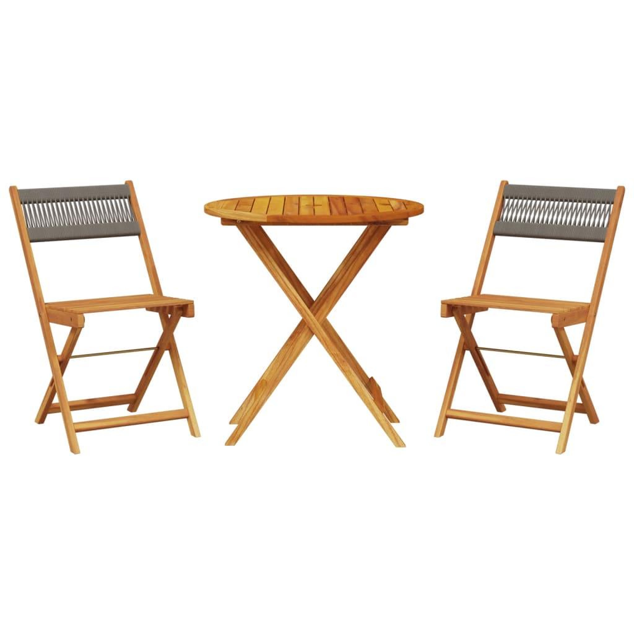 Voir la diapositive 2 : VIDAXL Ensemble de bistro 3 pcs gris polypropylene et bois massif