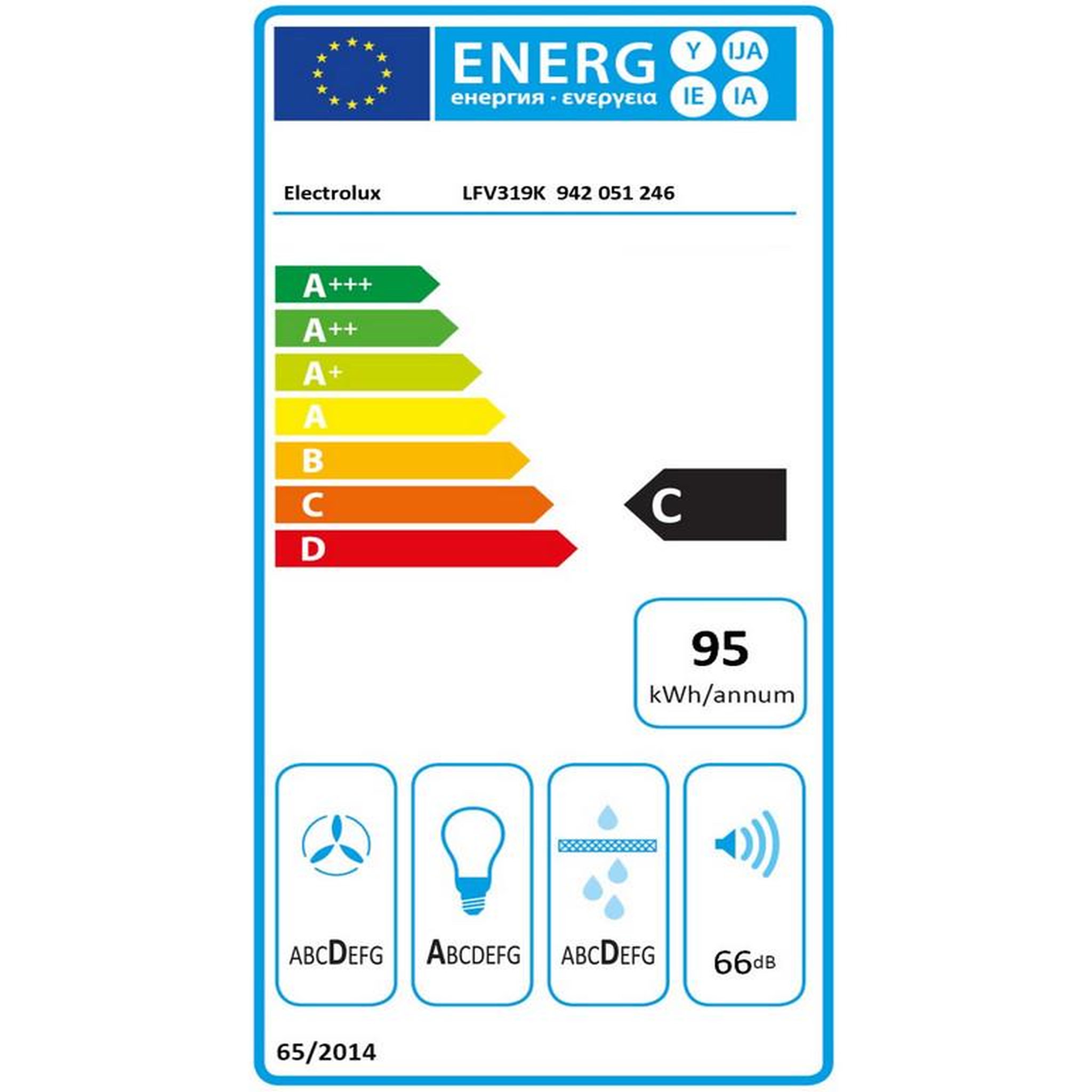 Voir la diapositive 2 : ELECTROLUX Hotte décorative inclinée 90cm 600m3/h noir - lfv319k