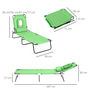 Voir la diapositive 3 : OUTSUNNY Bain de soleil pliable transat inclinable 4 positions chaise longue de lecture 3 coussins fournis vert