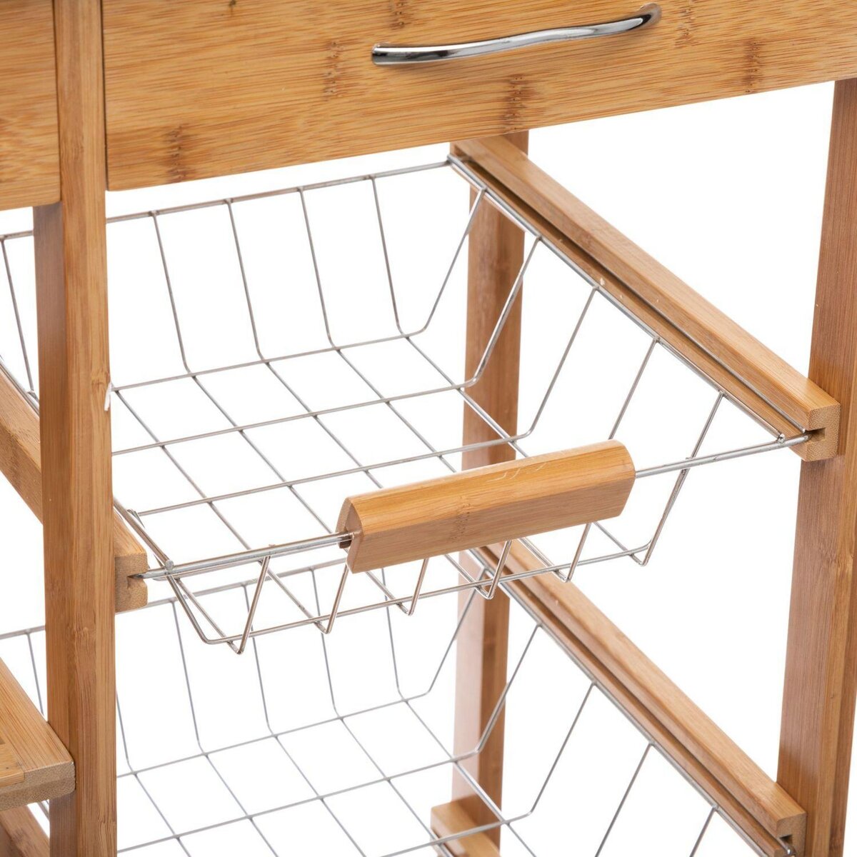 FIVE Desserte grand modèle à tiroirs et paniers en bambou BELYA - Beige