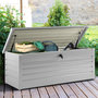 Voir la diapositive 2 : ID MARKET Coffre de rangement métal verrouillable gris clair pour jardin 600L 165x70x63 cm