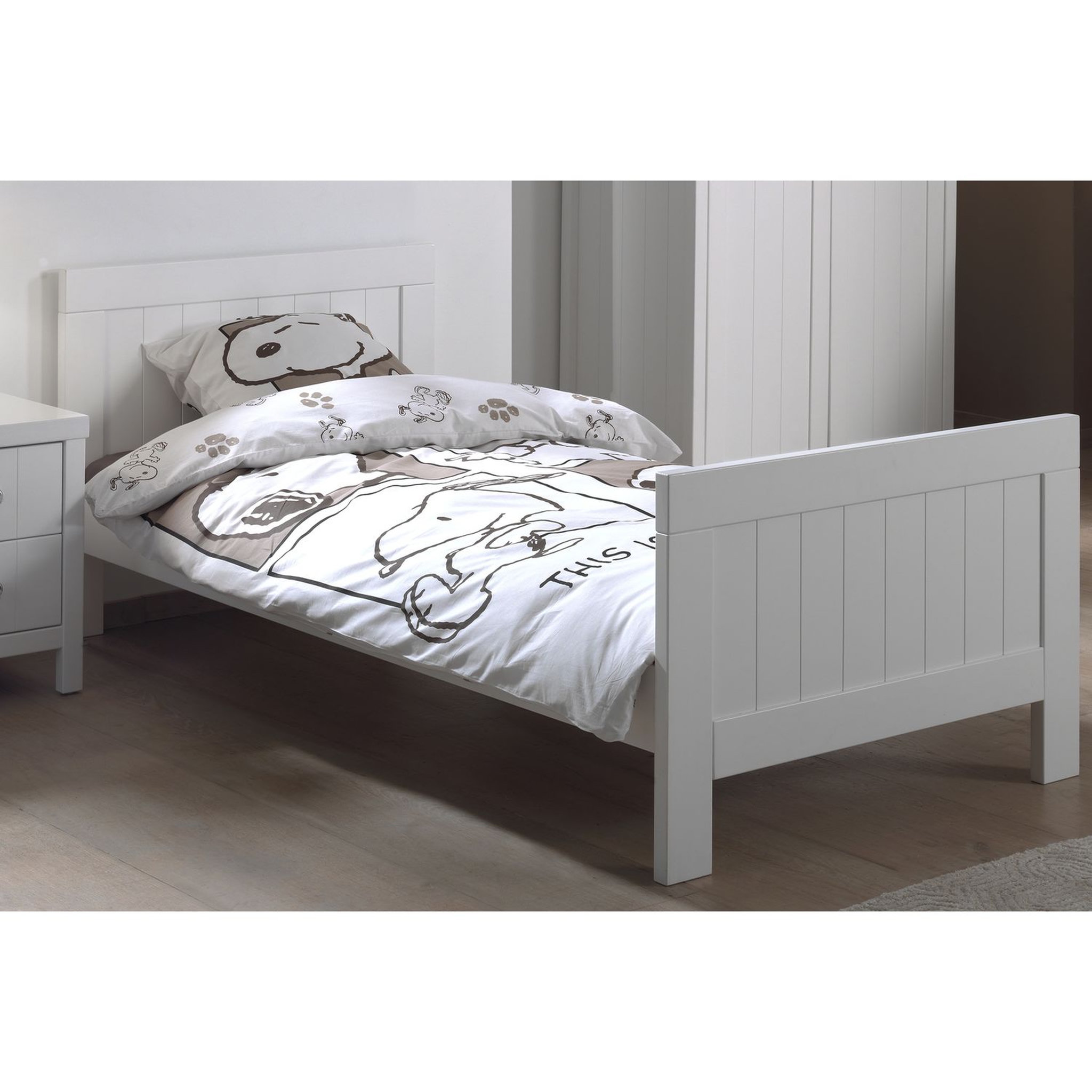 Voir la diapositive 4 : Lit enfant blanc laqué 90x200 cm MARINE