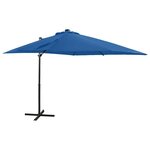 VIDAXL Parasol de jardin en porte-a-faux et mat et lumieres LED