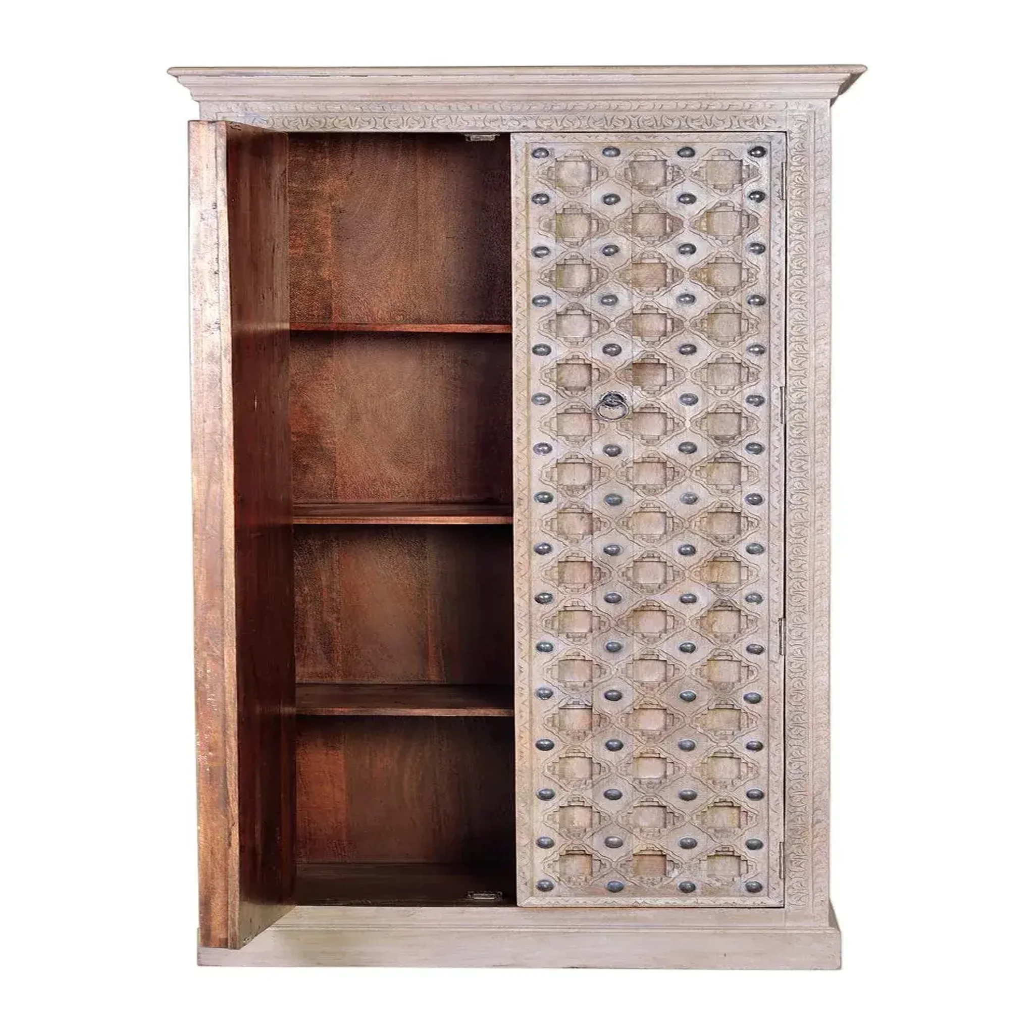 Voir la diapositive 2 : GINER Y COLOMER SL Armoire en bois de manguier 97cm style méditerranéen moderne