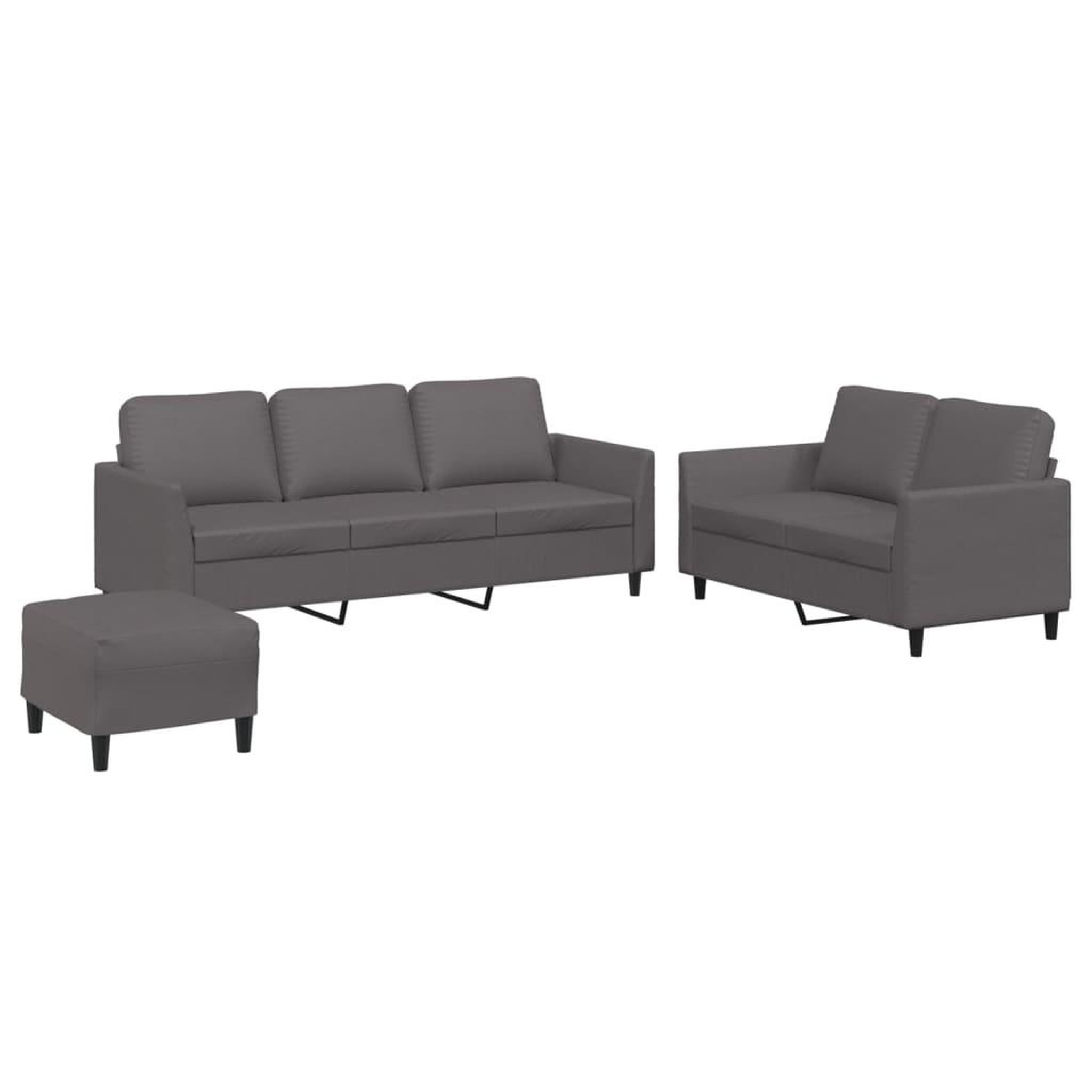 Voir la diapositive 2 : VIDAXL Ensemble de canapes 3 pcs avec coussins Gris Similicuir