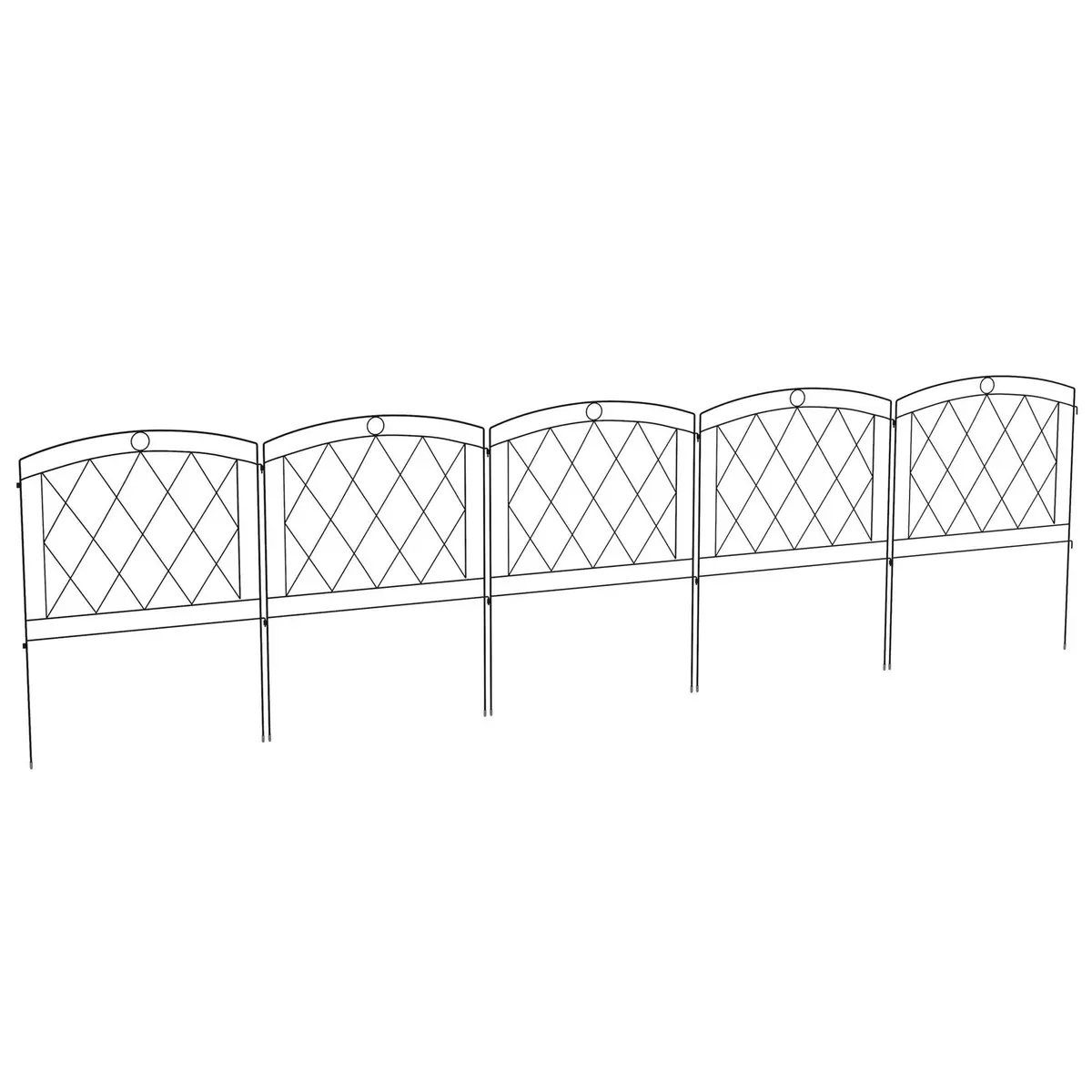 OUTSUNNY Lot de 5 panneaux de clôture de jardin métal noir