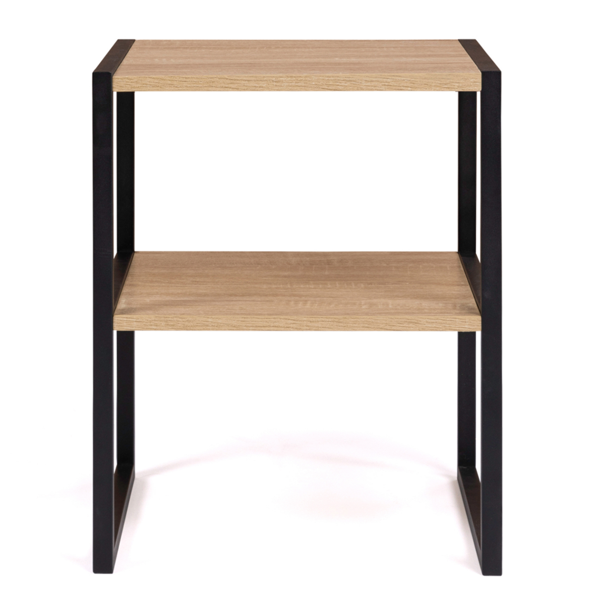 ID MARKET Lot de 2 tables de chevet DETROIT tables d'appoint bois et métal noir design industriel