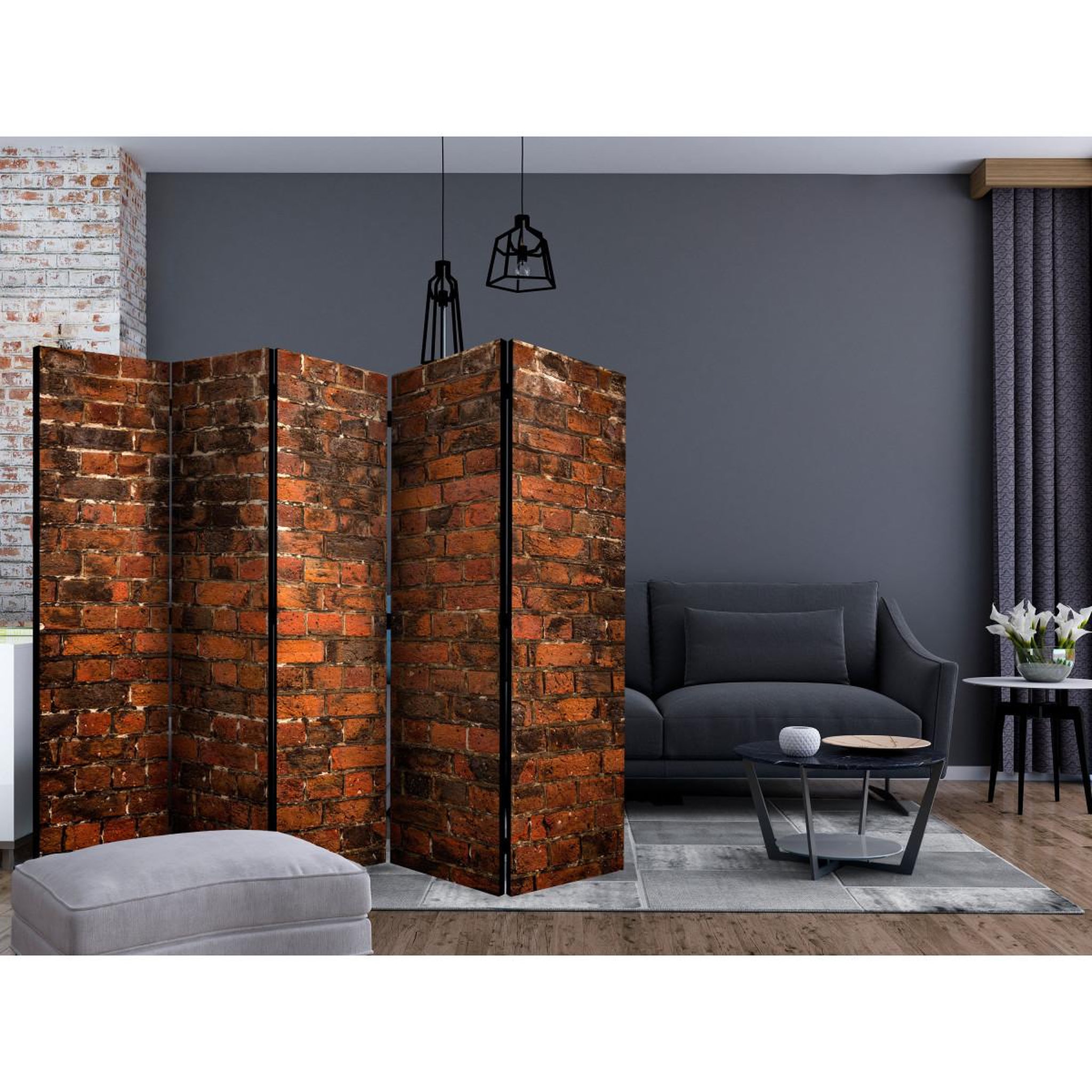 Voir la diapositive 2 : Paris Prix Paravent 5 volets  old brick wall  172x225cm