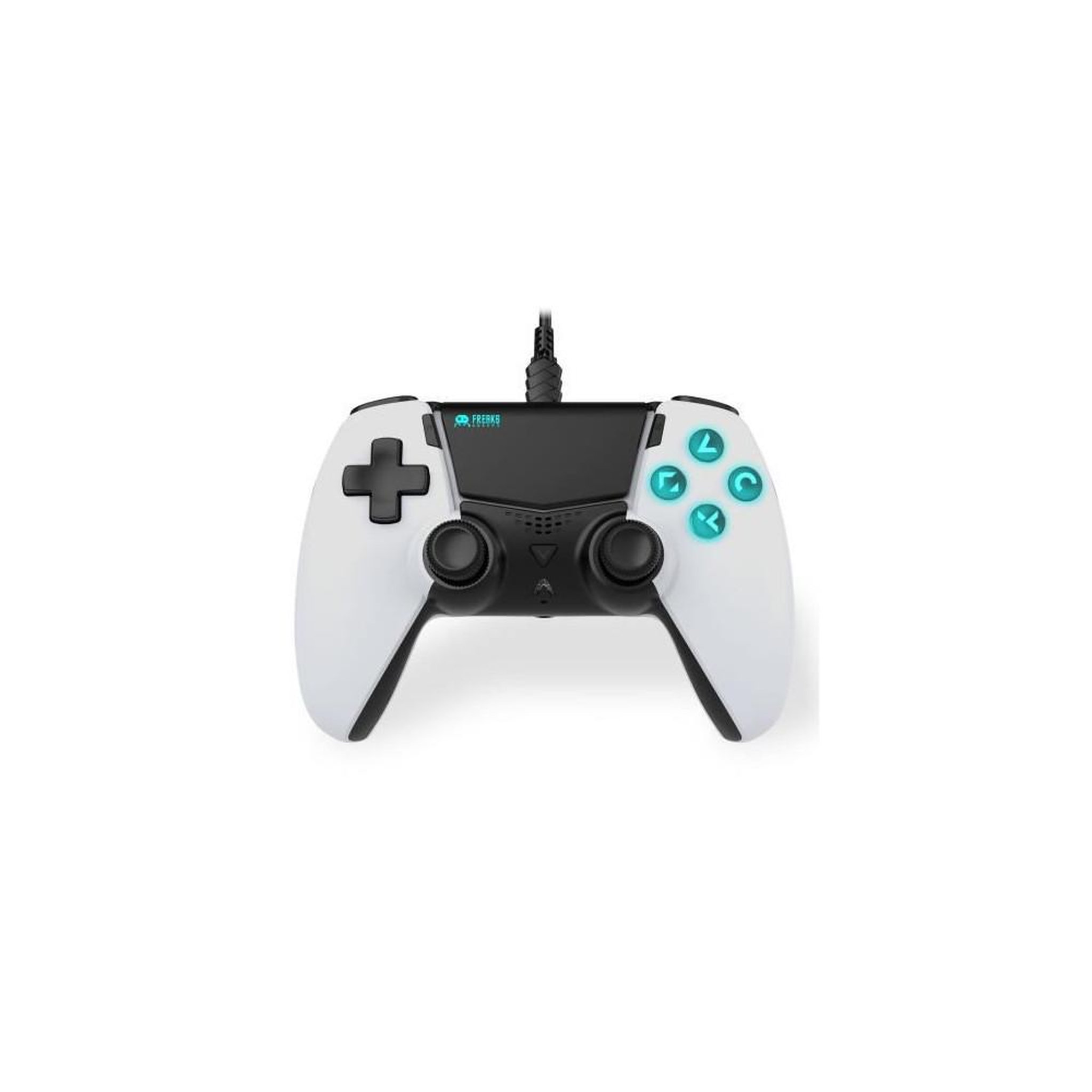 FREAKS AND GEEKS Manette filaire ps5 freaks and geeks blanc pour ps5 et ps5 slim, câble 3 m, indicateurs led verts