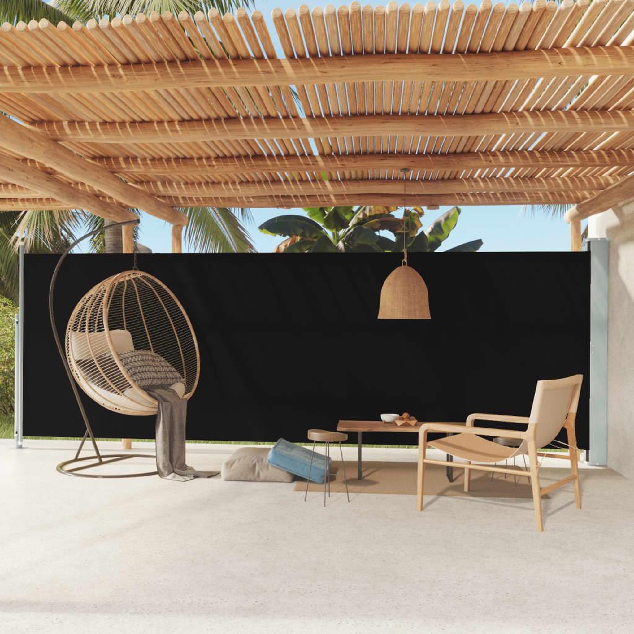 Voir la diapositive 1 : VIDAXL Auvent lateral retractable de patio 180x600 cm Noir