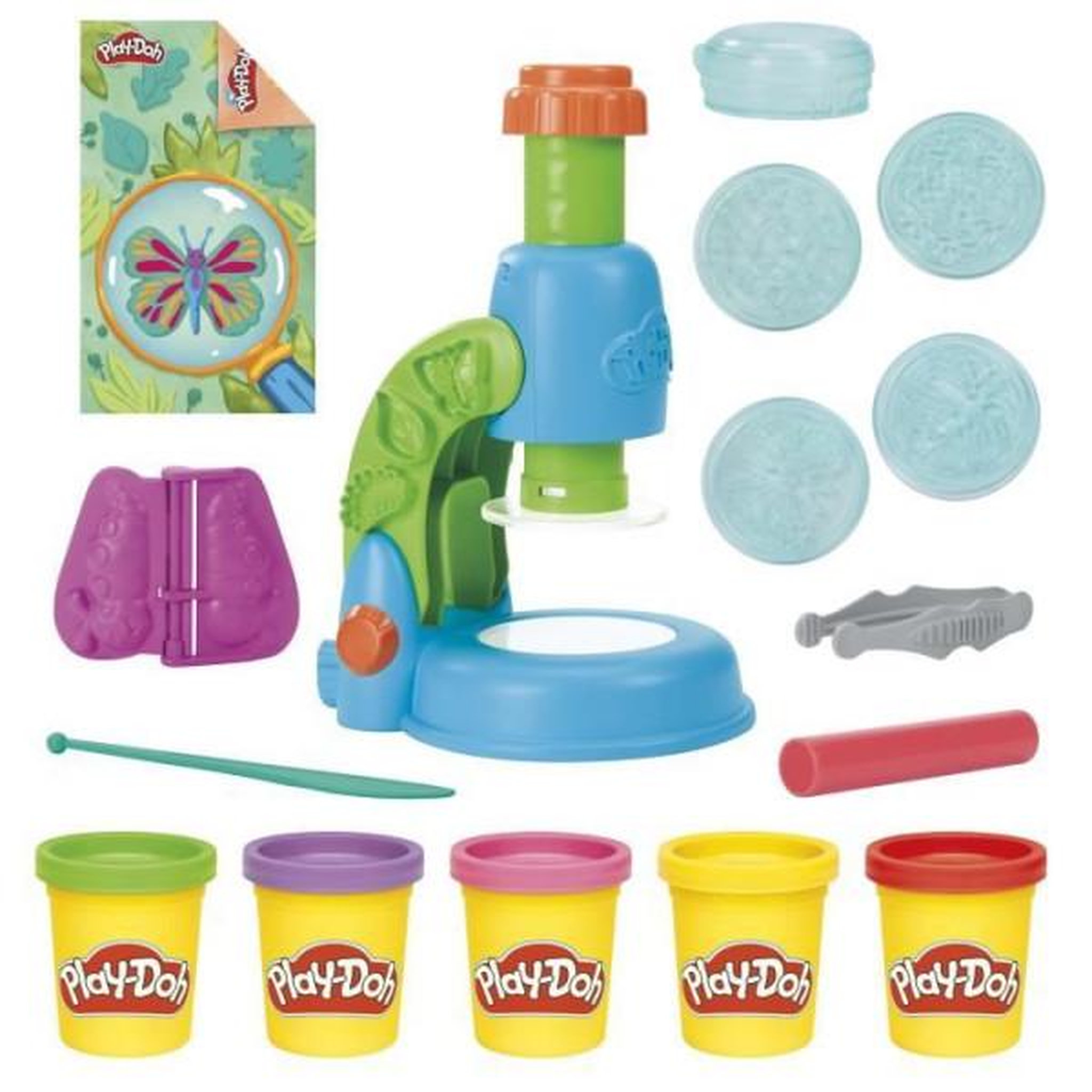 Voir la diapositive 2 : PLAYDOH Play-Doh Mon petit microscope, pâte a modeler, 9 accessoires et 5 couleurs, des 3 ans