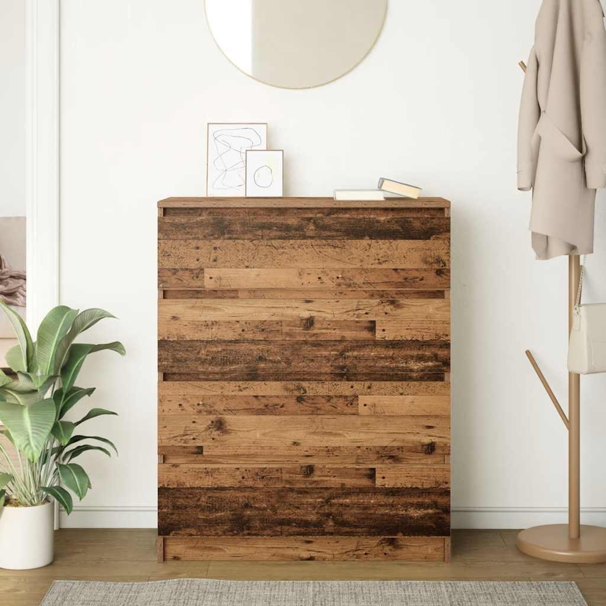 Voir la diapositive 3 : VIDAXL Buffet vieux bois 80x35x99 cm bois d'ingenierie