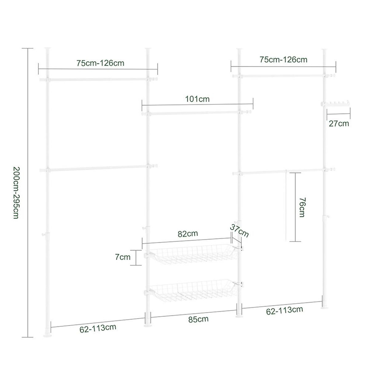 SOBUY SoBuy - Portemanteau Sur Pied à deux étagères - Fonctionnel - KLS04-II