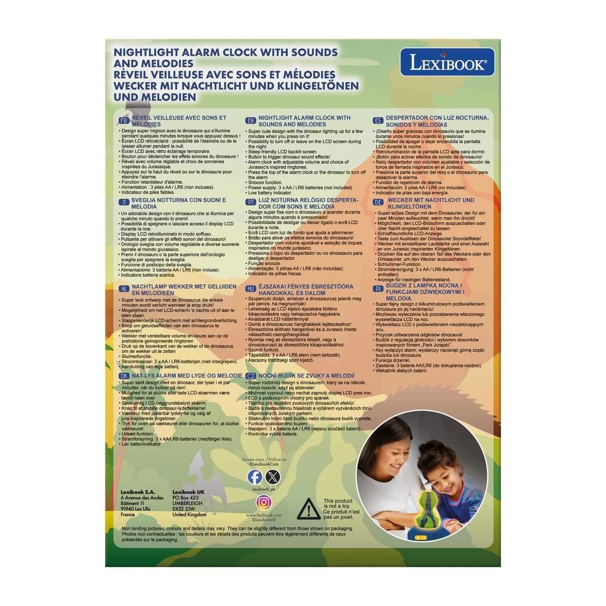 Lexibook Réveil avec veilleuse Dinosaure en 3D