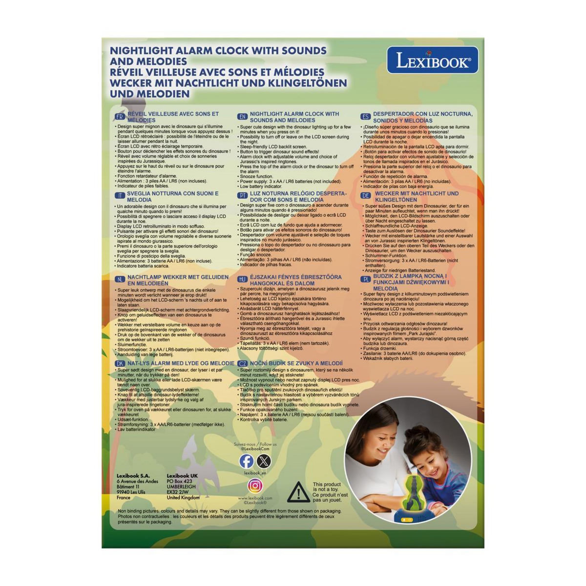 Lexibook Réveil avec veilleuse Dinosaure en 3D