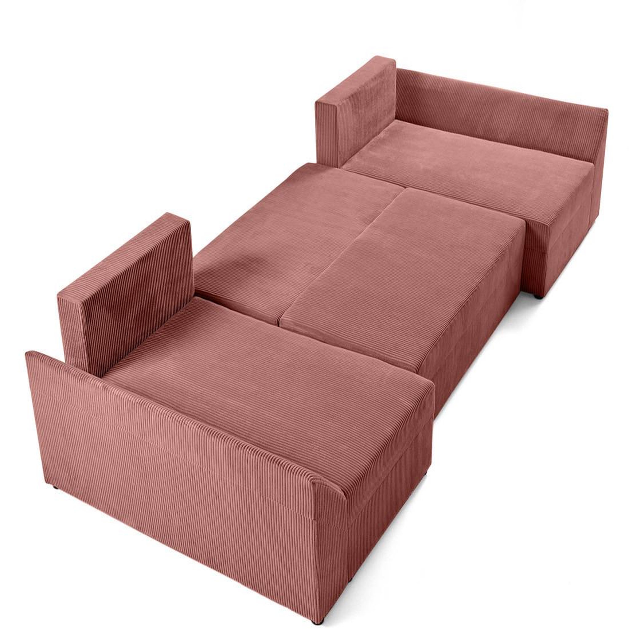 Voir la diapositive 3 : BEST MOBILIER Mike - canapé panoramique en u - 7 places - convertible avec coffre - en velours côtelé