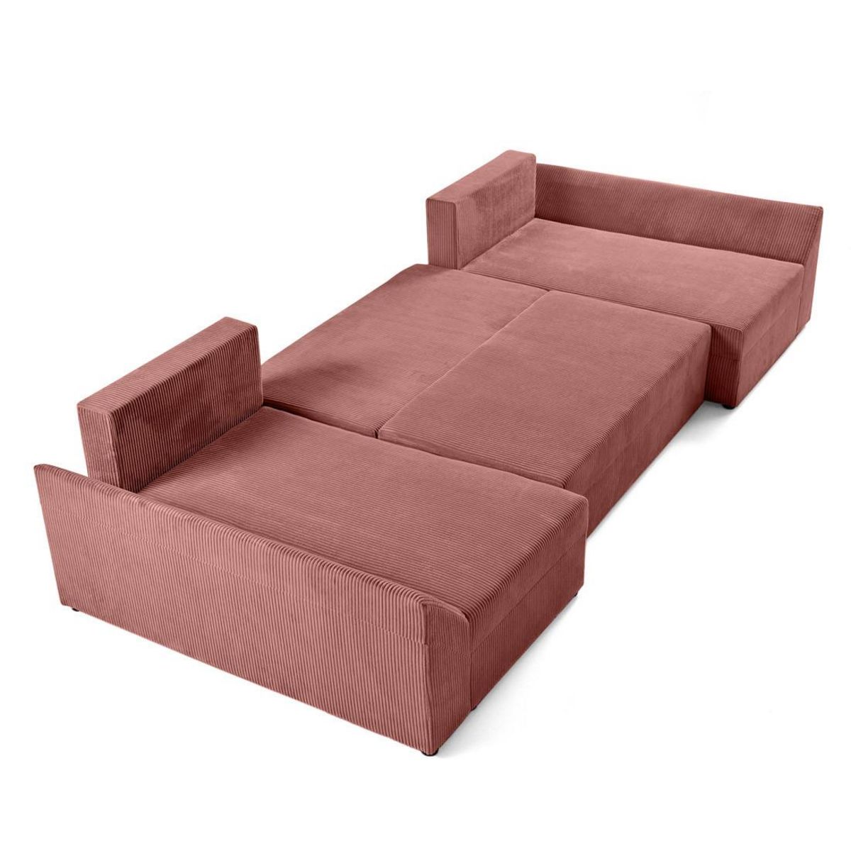 BEST MOBILIER Mike - canapé panoramique en u - 7 places - convertible avec coffre - en velours côtelé