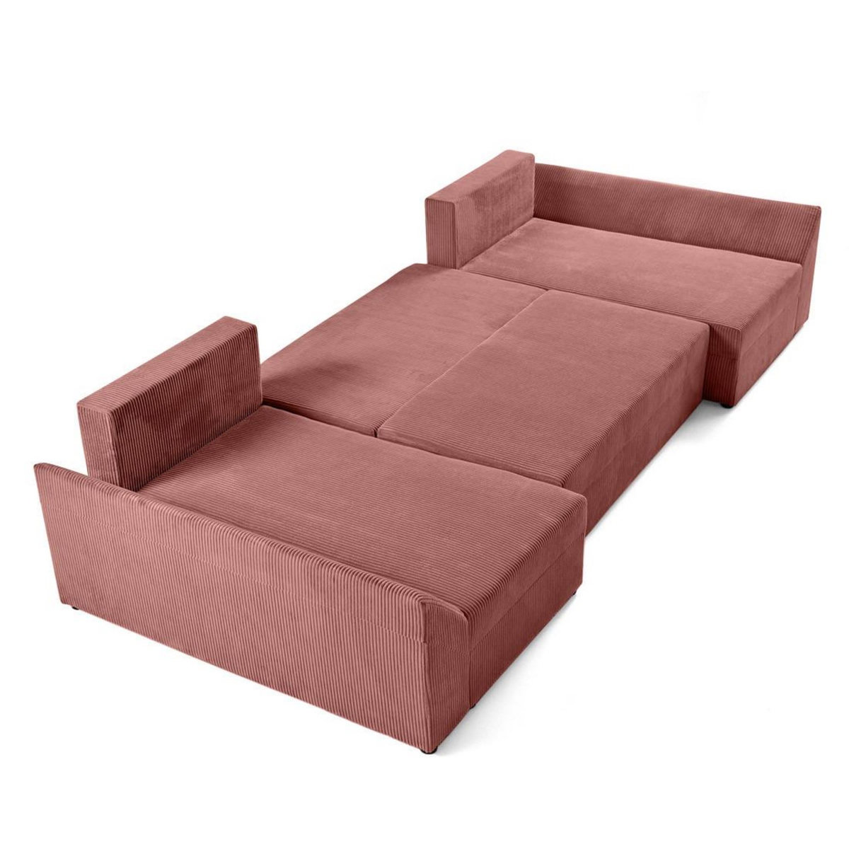 BEST MOBILIER Mike - canapé panoramique en u - 7 places - convertible avec coffre - en velours côtelé