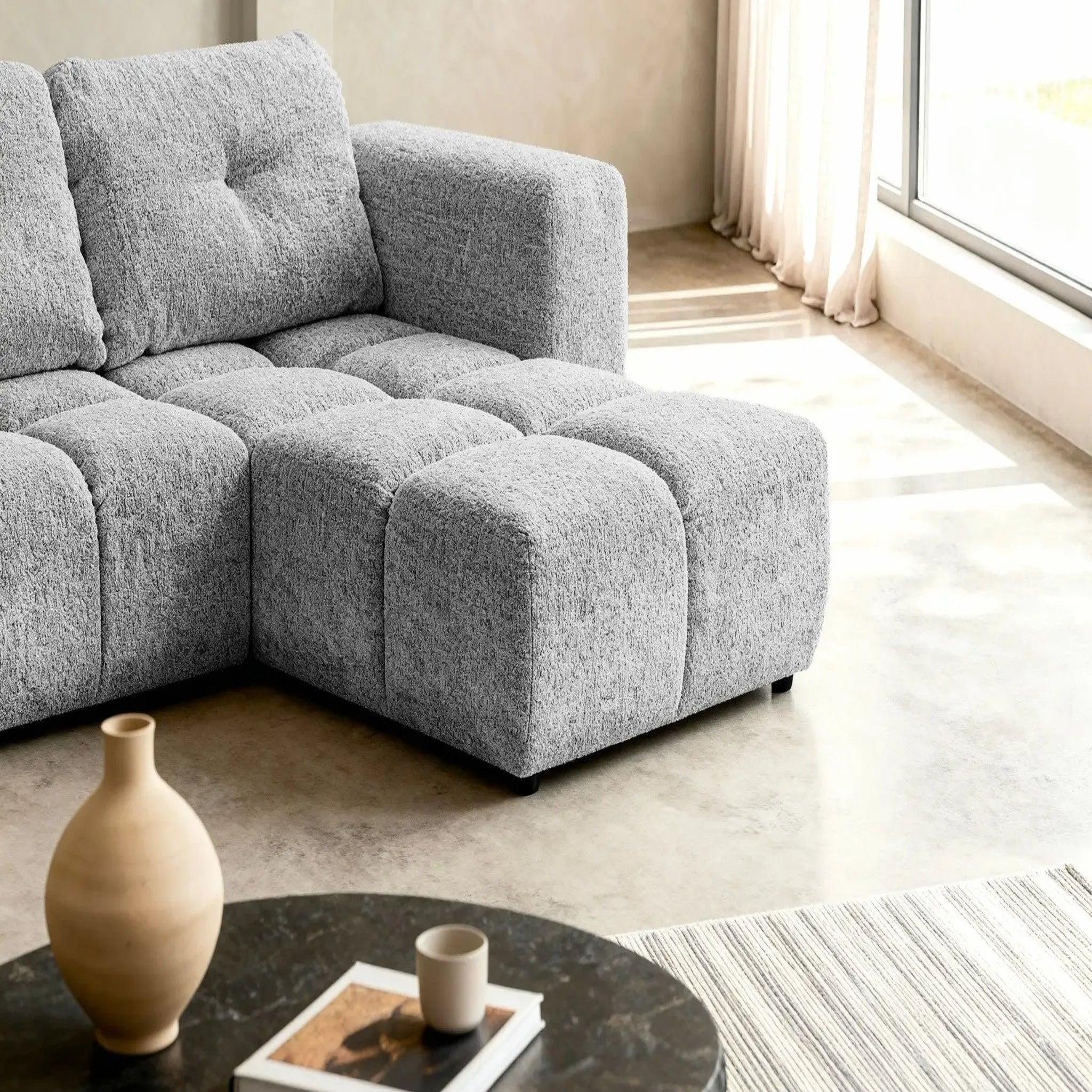 Voir la diapositive 4 : CASANOVA PARIS Romy 3 places - canapé d'angle convertible tissu chenille 3 places