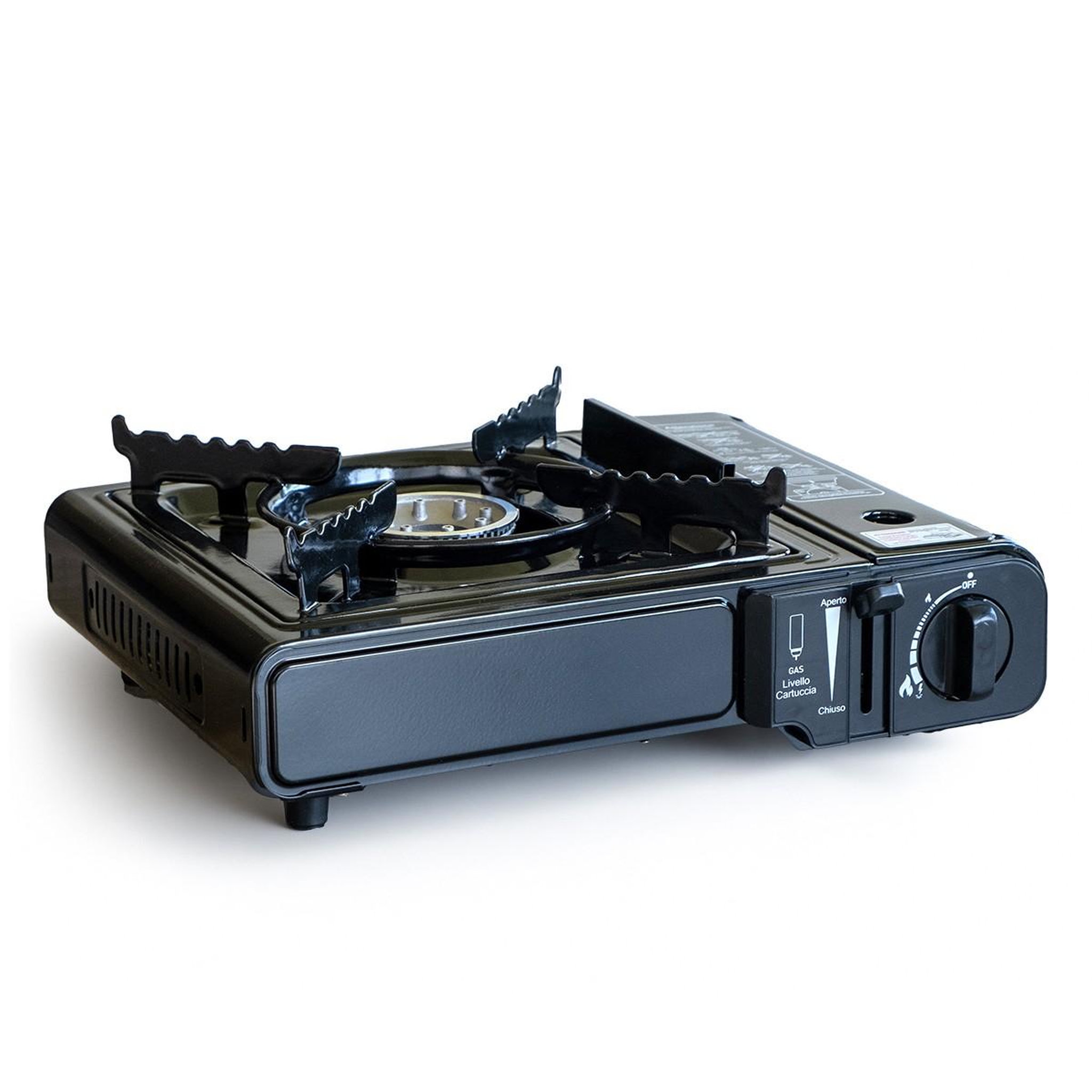 Voir la diapositive 2 : BRIXO Réchaud gaz camping 2200W 1 feu + Grill Barbecue