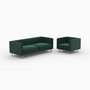 Voir la diapositive 1 : MAISON PAVANE Ensemble canapé et fauteuil en velours vert 3 places-Gatsby