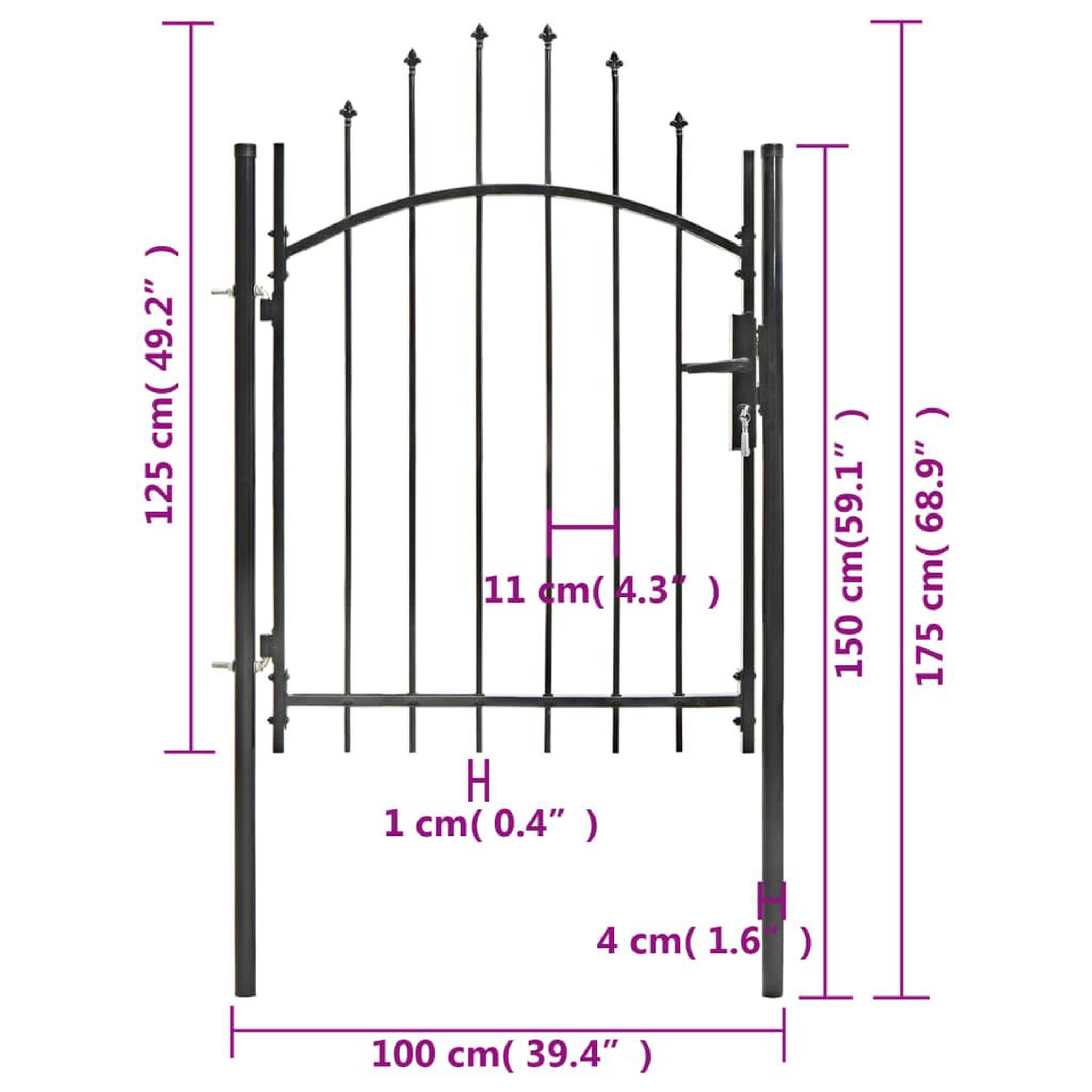 Voir la diapositive 6 : VIDAXL Portail de jardin Acier 1 x 1,75 m Noir