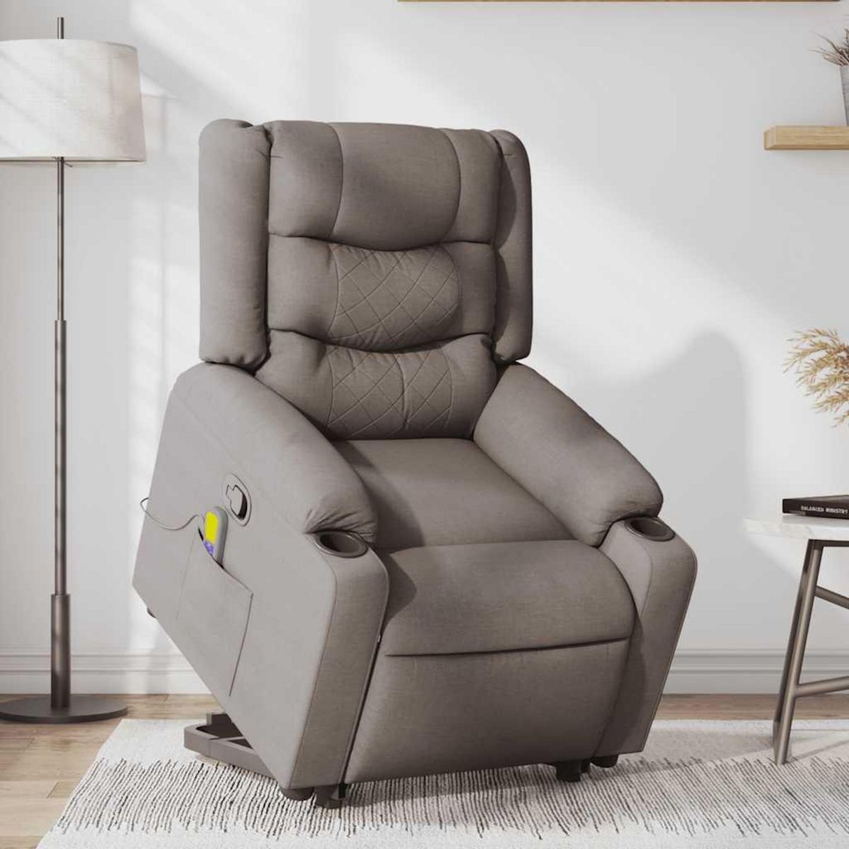VIDAXL Fauteuil inclinable de massage Taupe Tissu