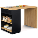ID MARKET Ilot central mange-debout 4 personnes VITO 130 cm noir et plateau bois