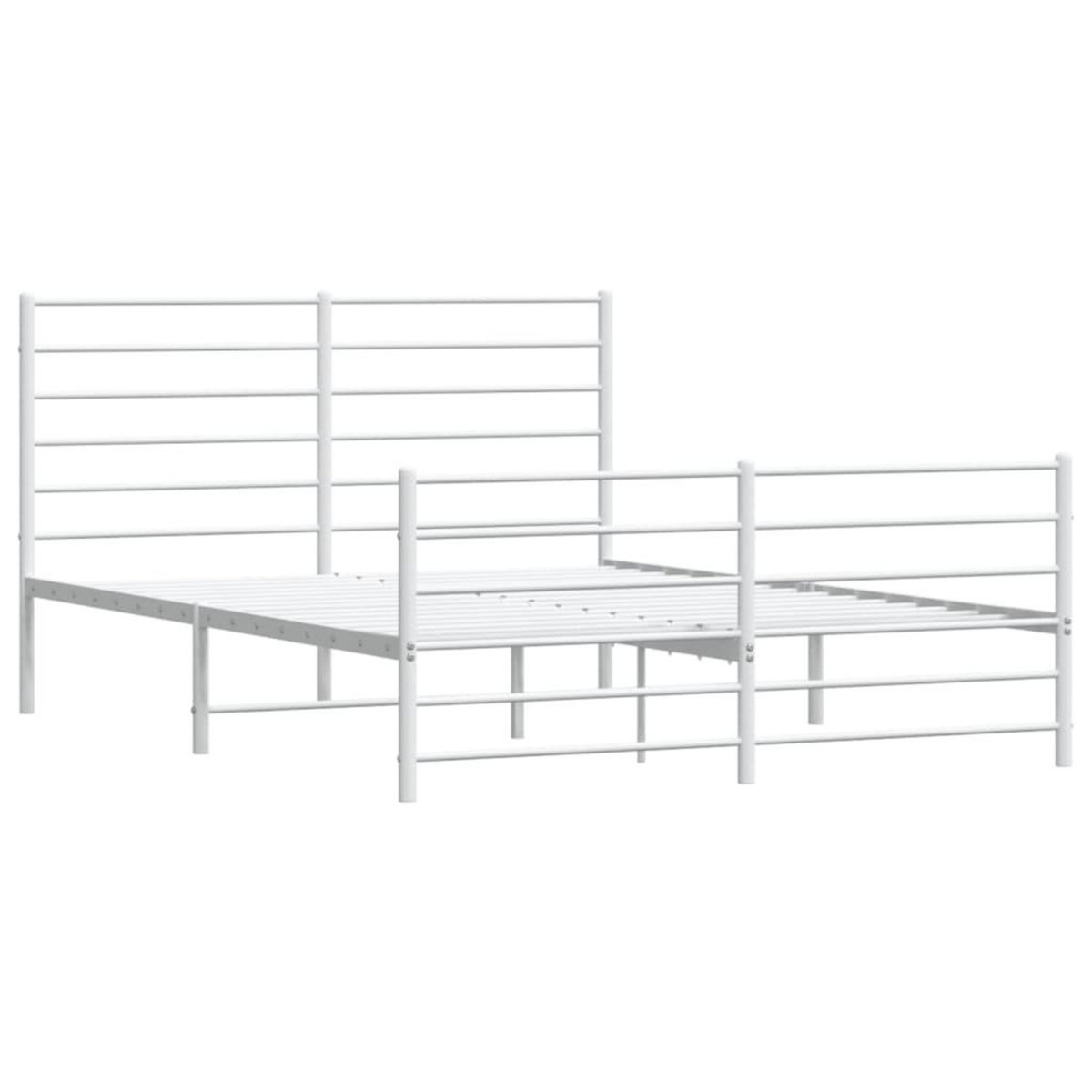 VIDAXL Cadre de lit metal sans matelas et pied de lit blanc 140x190 cm