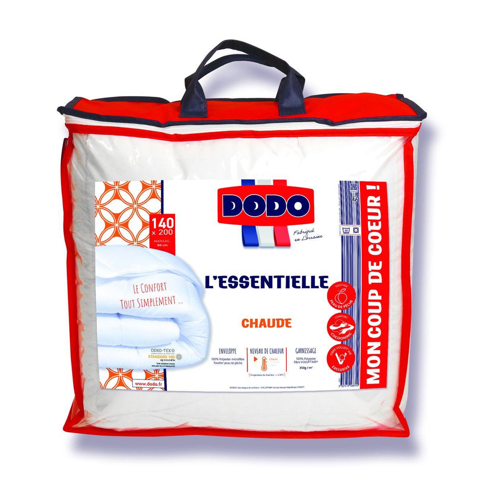 Voir la diapositive 1 : DODO Couette Chaude L'ESSENTIELLE en polyester fibre Volupt'Air 350 g/m² 