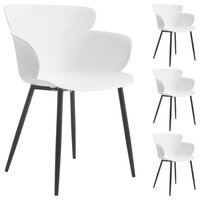 IDIMEX Lot de 4 chaises ALICANTE pour salle à manger ou cuisine design  retro avec accoudoirs coque en plastique noir et 4 pieds croisé noir pas  cher 