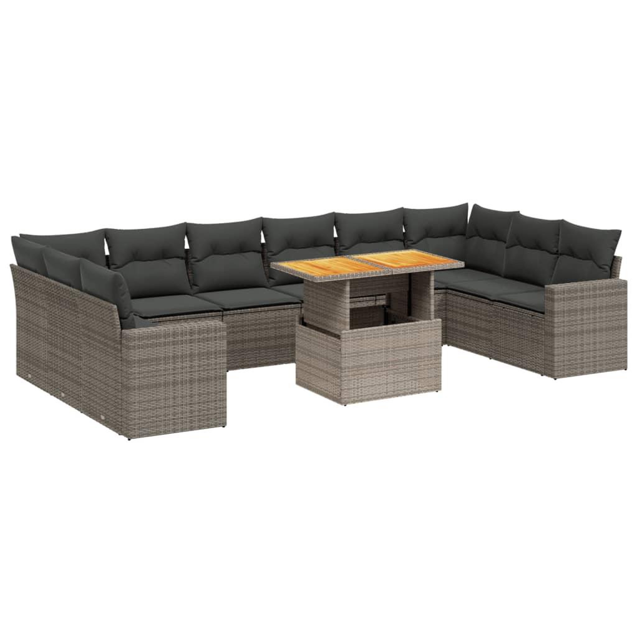 Voir la diapositive 2 : VIDAXL Salon de jardin 11 pcs avec coussins gris resine tressee