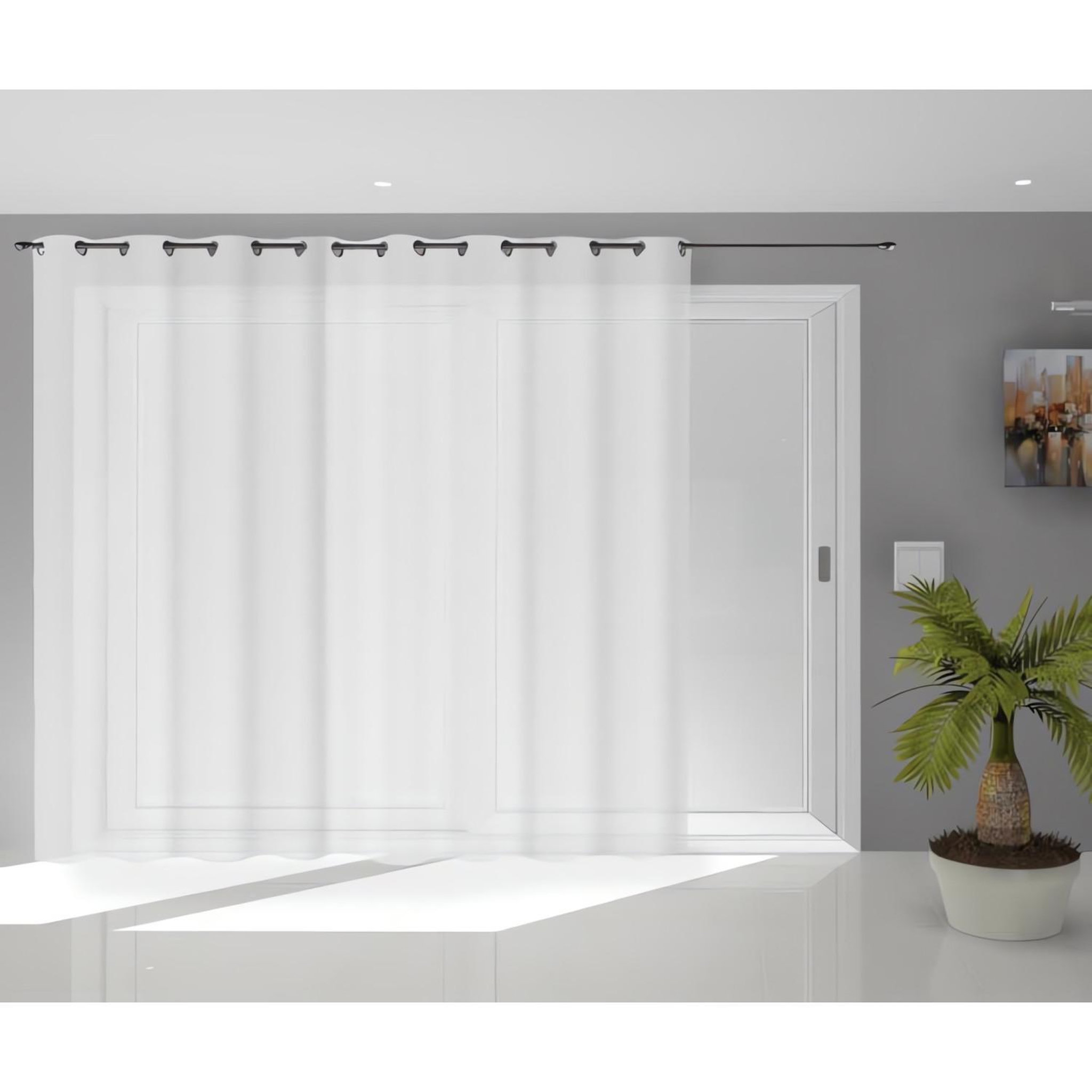SOLEIL D'OCRE Voile à oeillets baie vitrée 280x250 cm NOEMIE, par Soleil d'Ocre. Coloris disponibles : Marron, Blanc