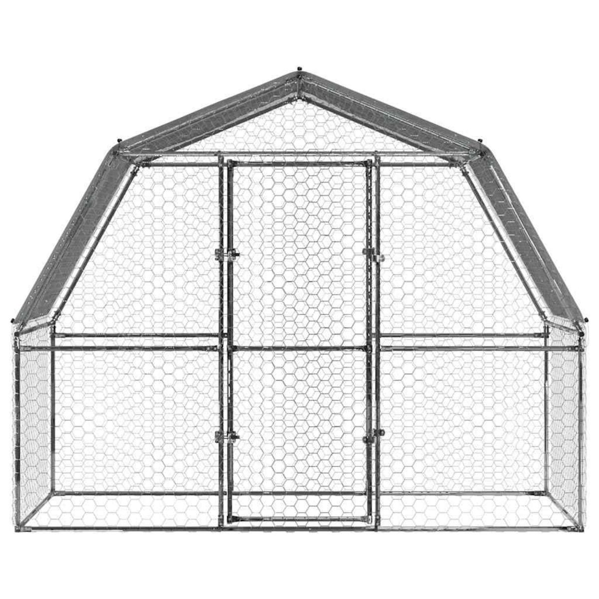 VIDAXL Cage a poules avec toit et porte argente acier galvanise