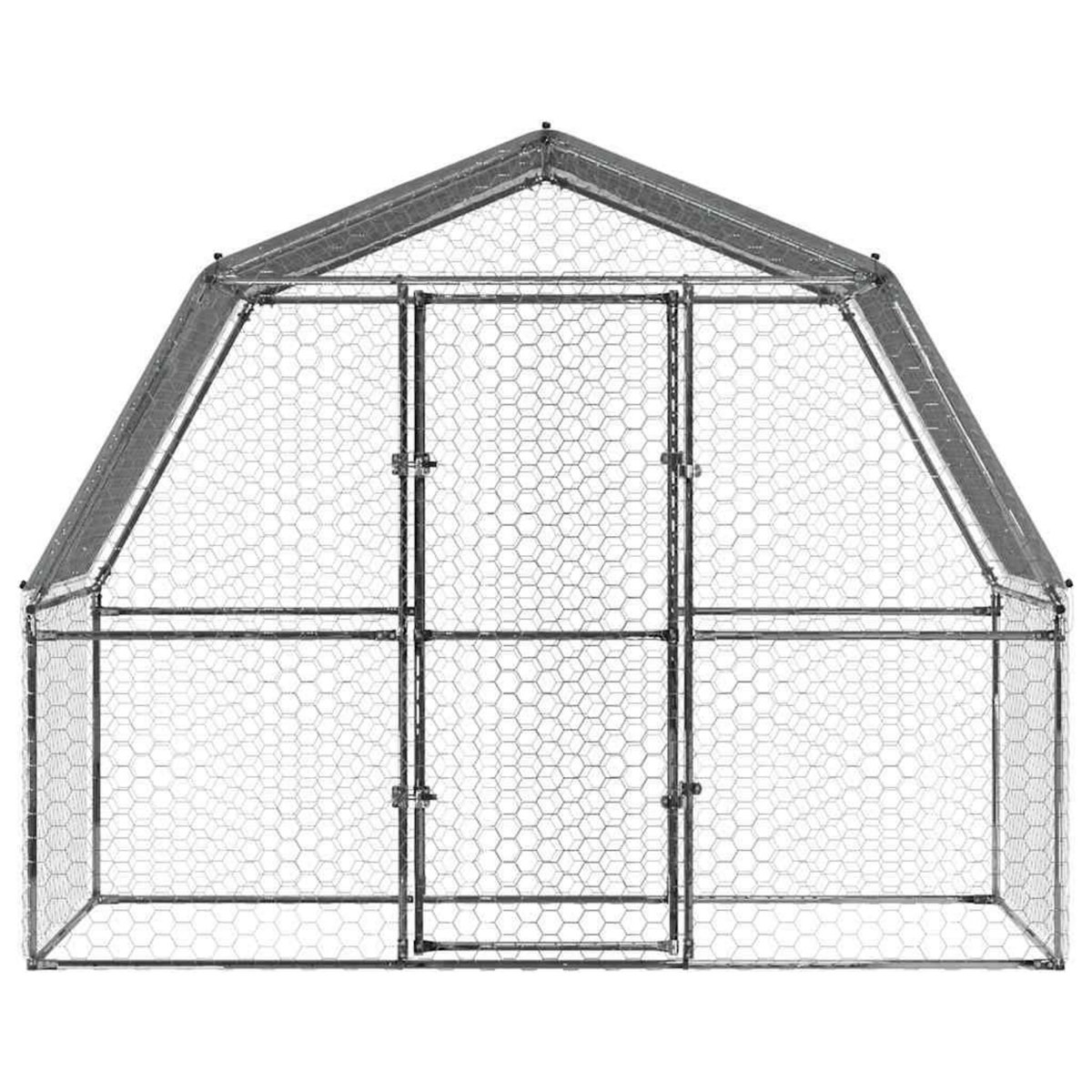 VIDAXL Cage a poules avec toit et porte argente acier galvanise