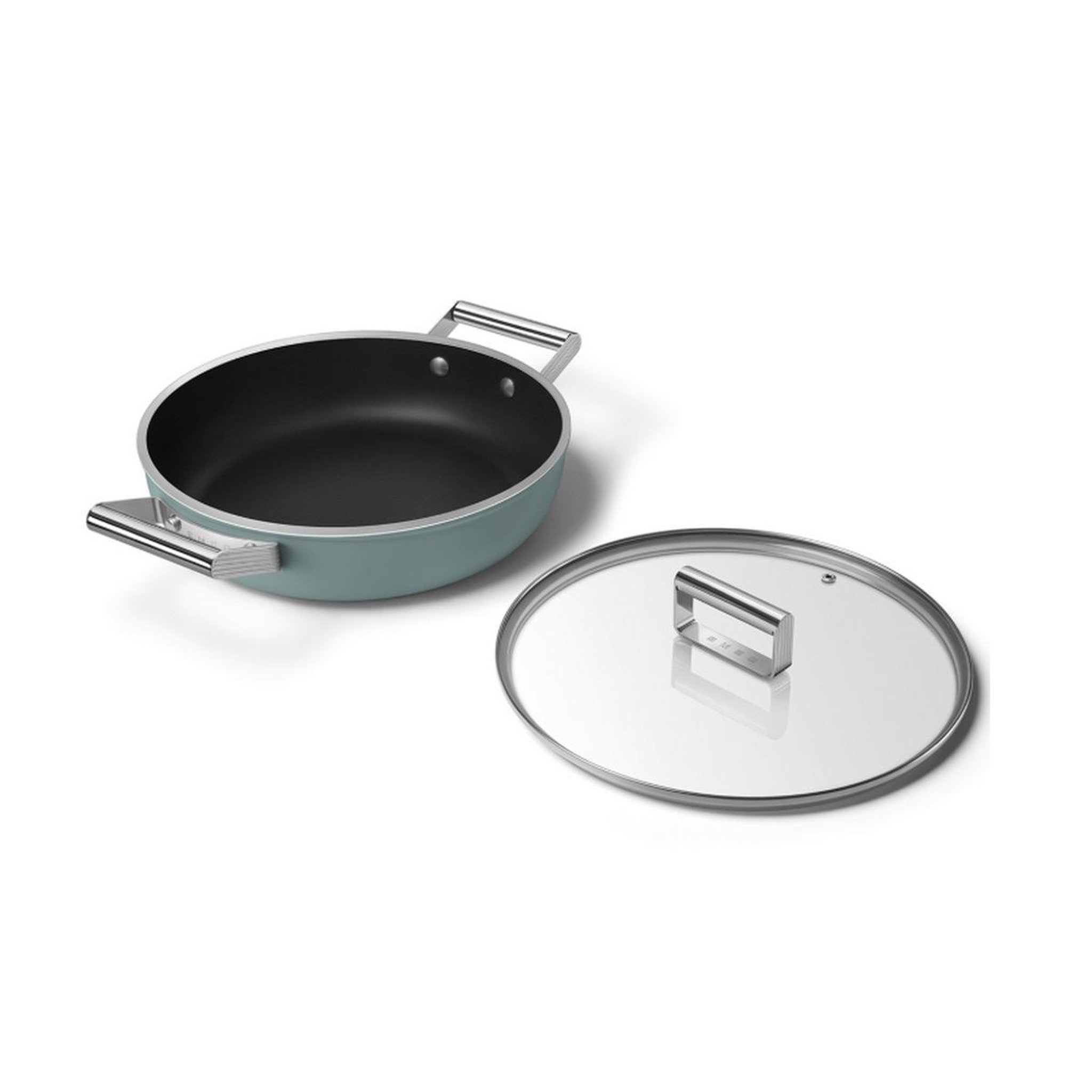 Voir la diapositive 6 : SMEG Sauteuse vert émeraude mat 28cm + couvercle - dpf2812egm