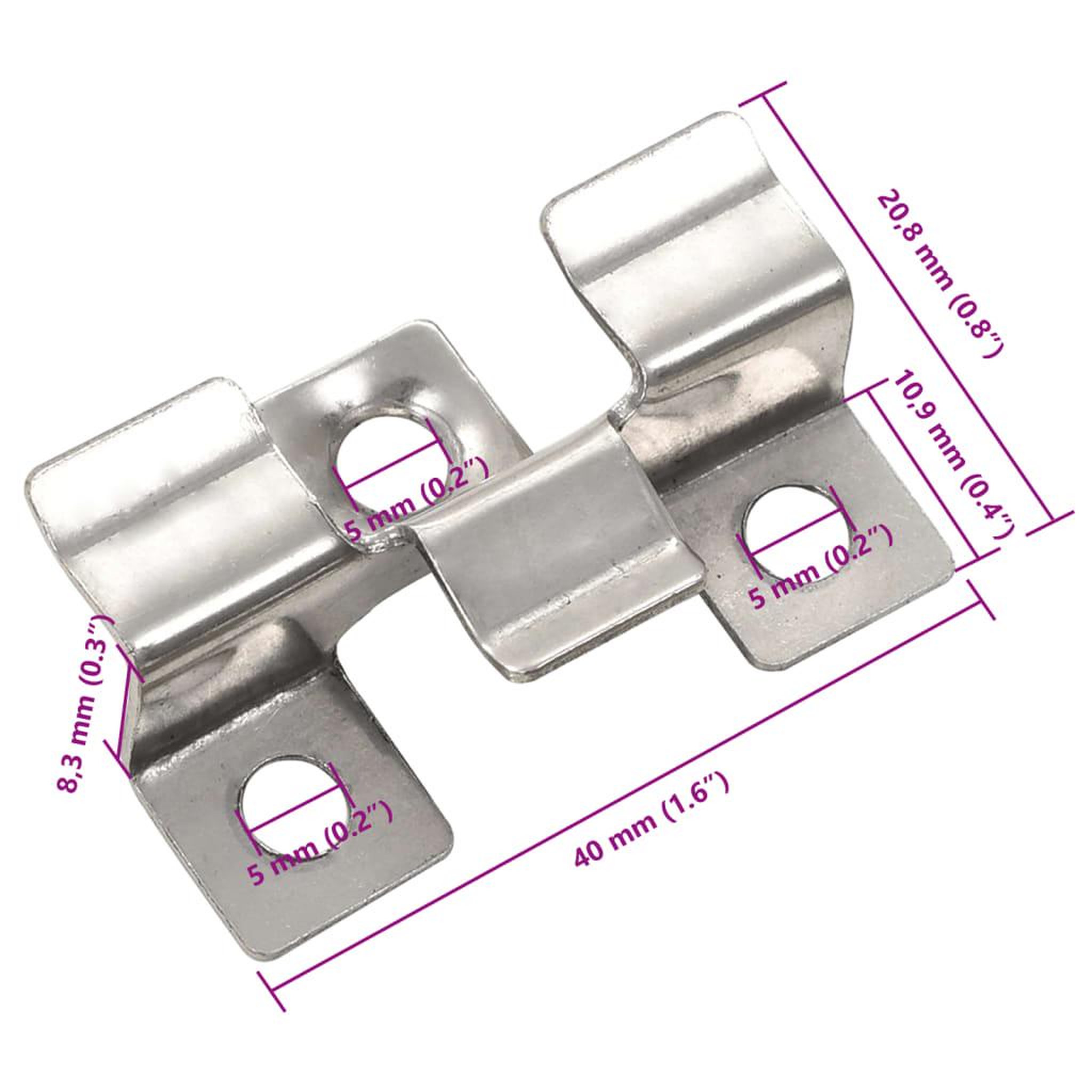 Voir la diapositive 4 : VIDAXL Clip de fixation de terrasse 100pcs et 200 vis Acier inoxydable