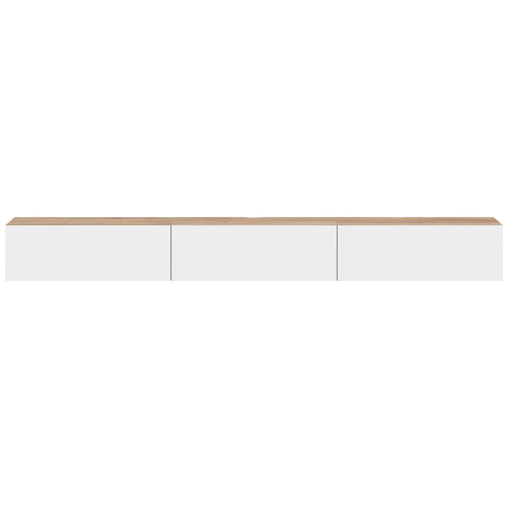 Voir la diapositive 3 : ID MARKET Meuble tv 270 cm suspendu elio 3 portes bois et blanc