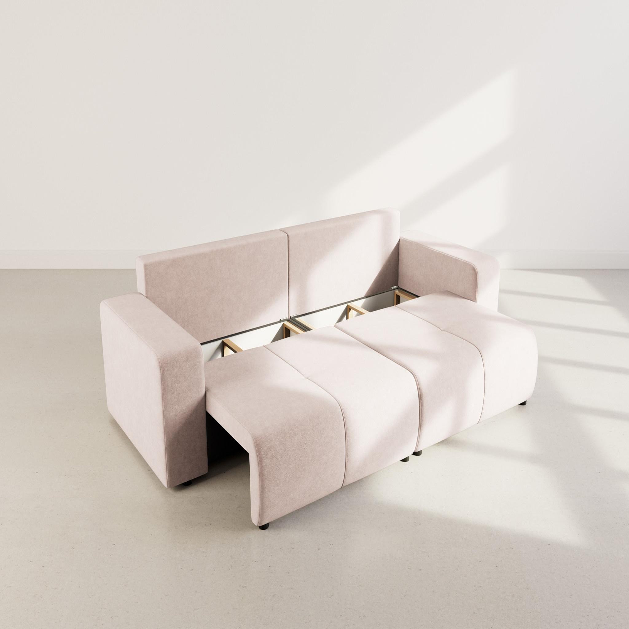 Voir la diapositive 3 : BEST MOBILIER Nicole - canapé droit 4 places convertible avec coffre en tissu