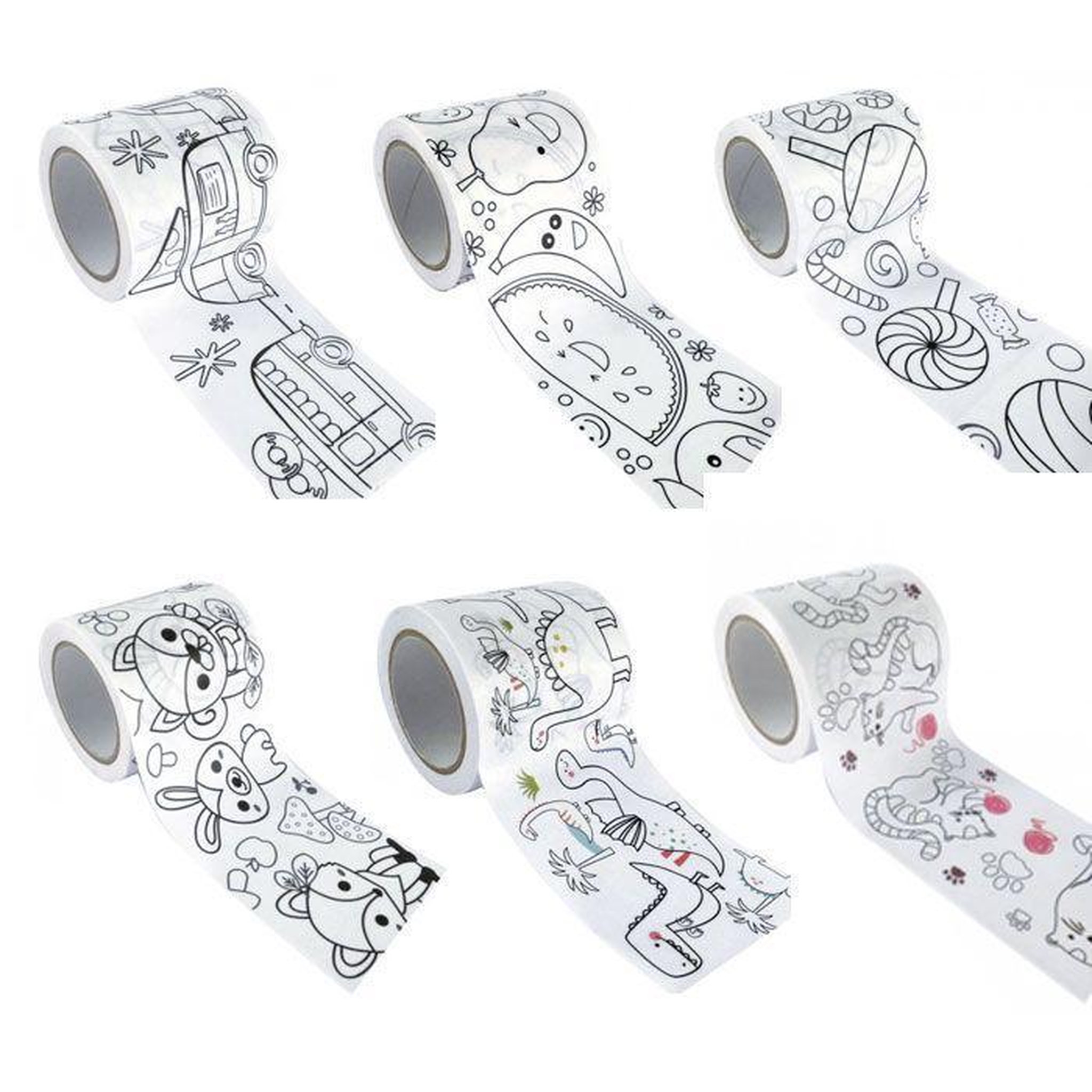 Graine créative 6 masking tapes larges à colorier 4,6 cm x 5 m