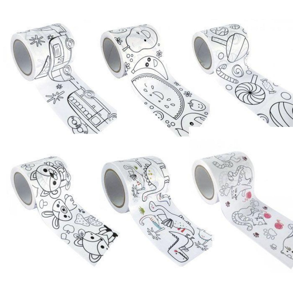 Graine créative 6 masking tapes larges à colorier 4,6 cm x 5 m