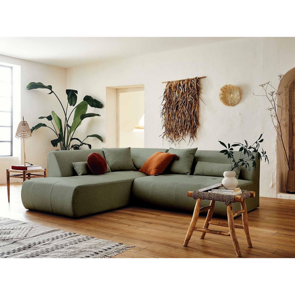 LISA DESIGN Onyx - canapé modulable d'angle gauche 5 places - en tissu