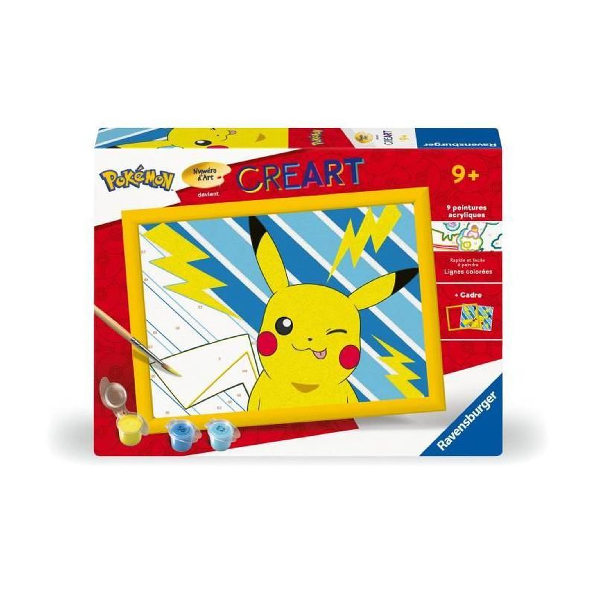 RAVENSBURGER CreArt Kids 18x24cm Pikachu Éclair, Kit de peinture par numéros Numéro d'Art, Des 7 ans, 25905, Ravensburger