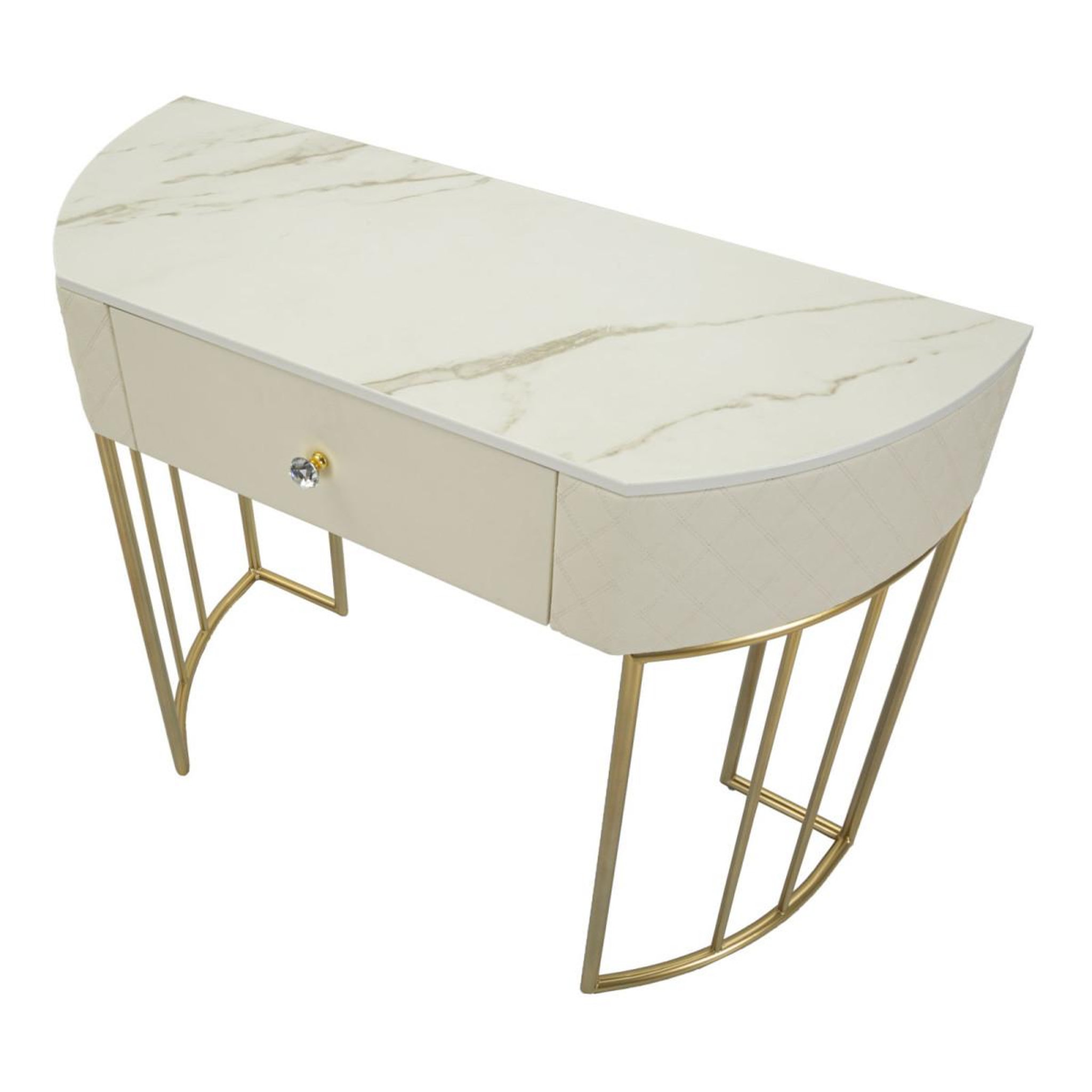Voir la diapositive 4 : Paris Prix Console design effet marbre  sharon  100cm blanc & or