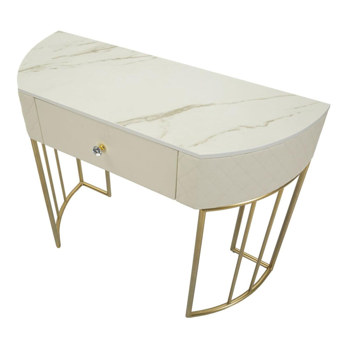 Paris Prix Console Design Effet Marbre  Sharon  100cm Blanc & Or