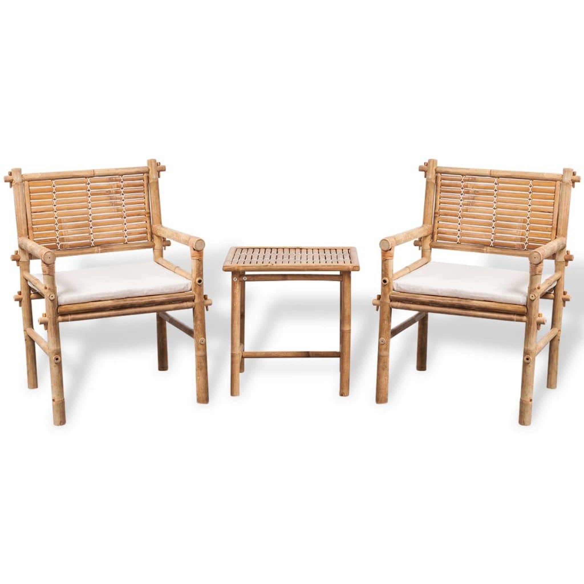 VIDAXL Mobilier de bistro 3 pcs avec coussins bambou