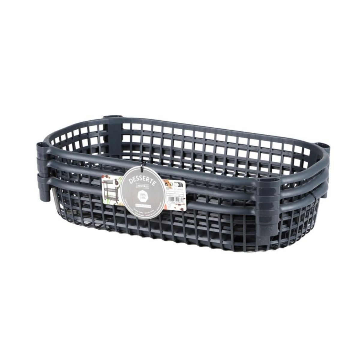 FORNORD Desserte à roulettes en plastique 3 niveaux